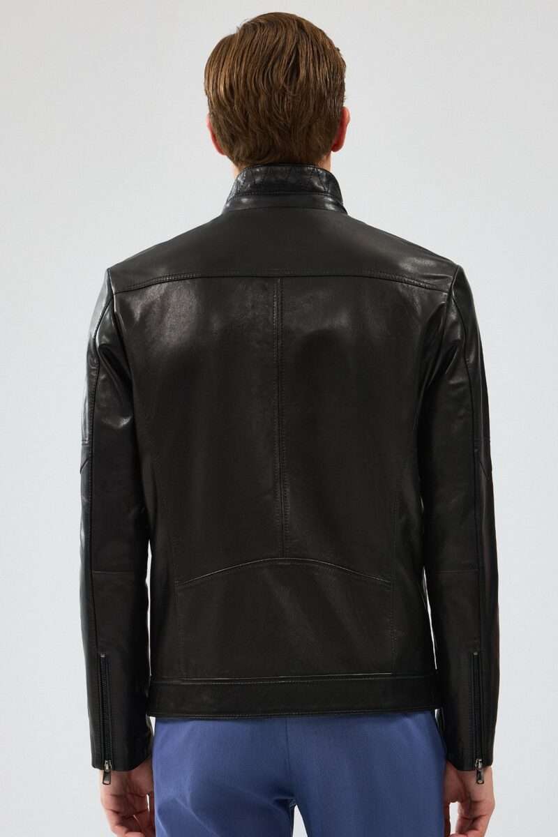 Xavier Men's Black Leather Jacket - Image 3