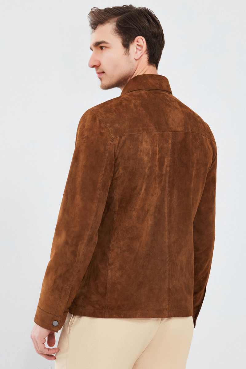 Gavi Men's Brown Suede Leather Jacket - Image 2