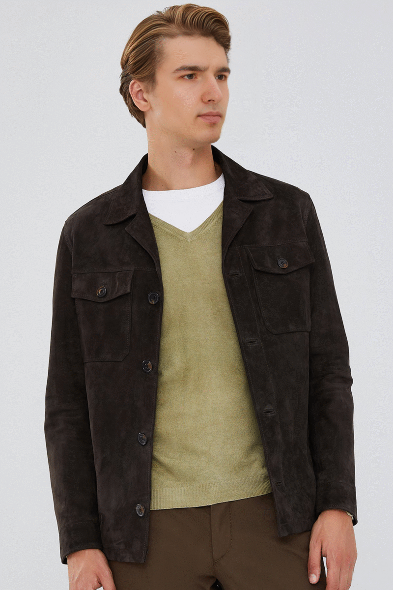 Icardi Men's Brown Suede Blazer Leather Jacket - Image 3
