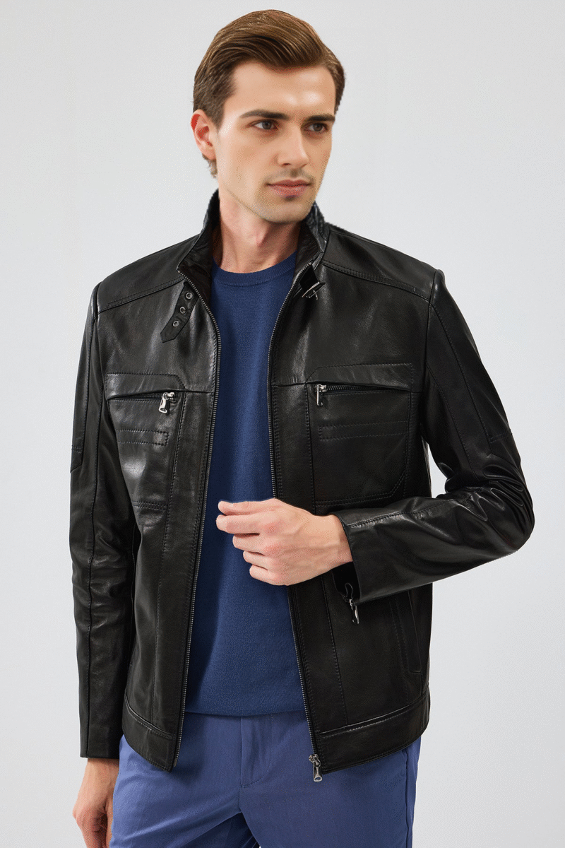 Men's Black Leather Jacket