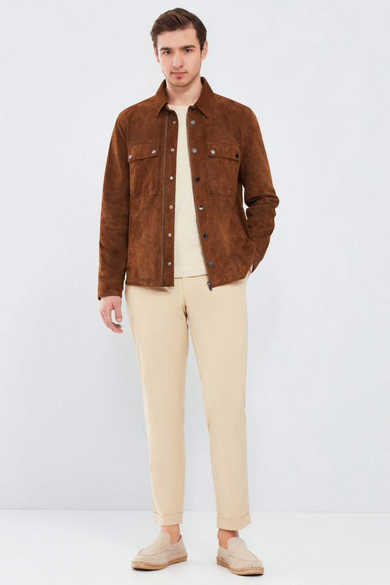 Men's Brown Suede Leather Jacket